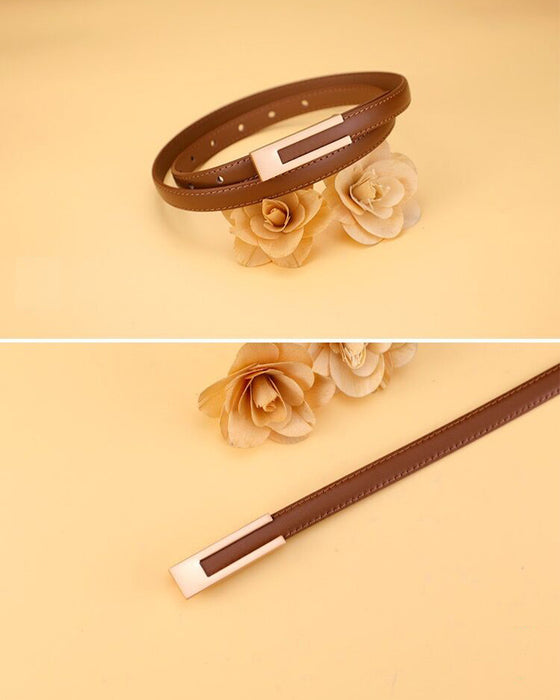 Simple retro solid color thin belt