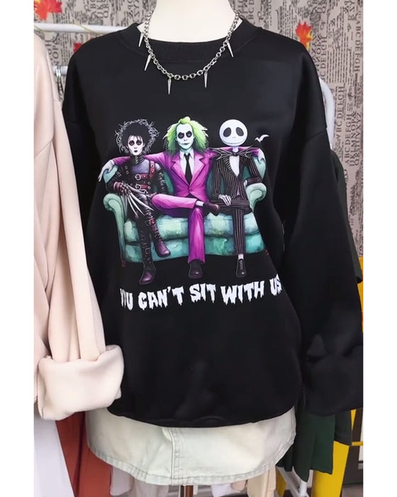 Halloween mönster casual sweatshirt med rund hals