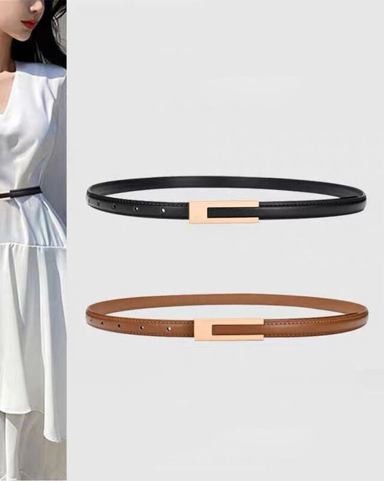 Simple retro solid color thin belt