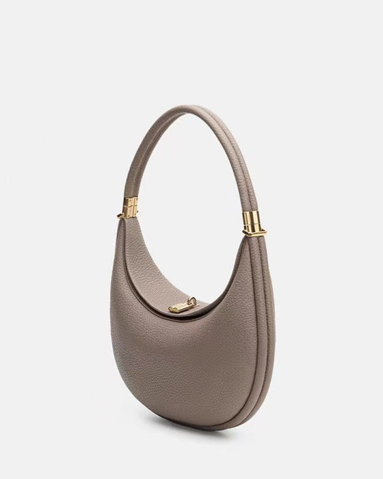 Solid color elegant crescent shape underarm shoulder bag