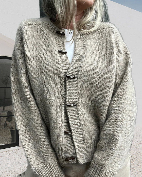 Enkelknäppt enfärgad casual cardigan