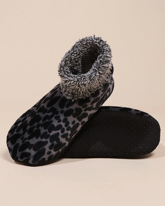 Winter leopard print plush floor socks